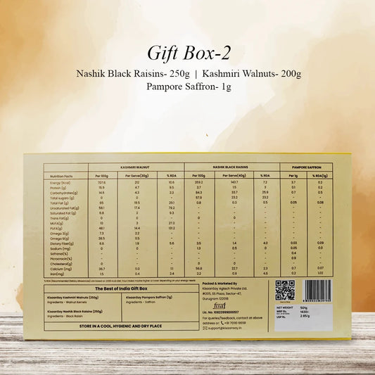 KisaanSay Gift Box 2 Black Raisins 250g Walnuts 250g Saffron 1g