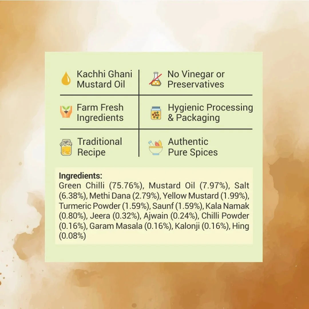 Rajasthani Green Chilli Achaar | Natural Sun Dried | No Vinegar or Preservatives - KisaanSay